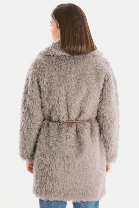 шуба из шерсти с поясом по цене 7330 руб вид справа