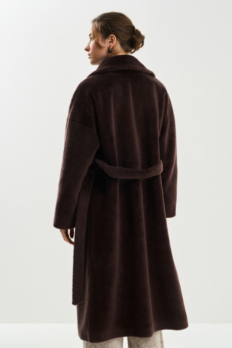 шуба из шерсти с поясом по цене 17390 руб вид справа