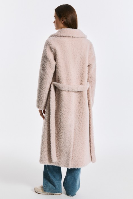 шуба из шерсти с поясом по цене 8880 руб вид справа