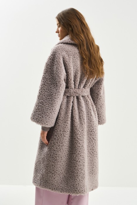 шуба из шерсти с поясом по цене 7680 руб вид справа