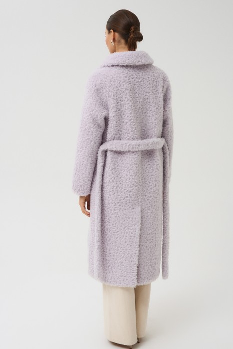 шуба из шерсти с поясом от бренда снежная королева вид слева