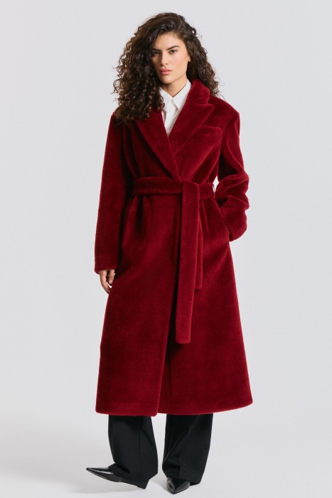 шуба из шерсти с поясом 792010003 фотография