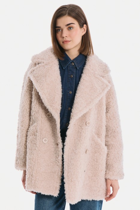 шуба из шерсти от бренда снежная королева вид слева