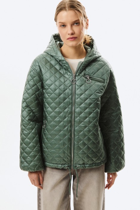 стеганая куртка с капюшоном от бренда снежная королева вид слева