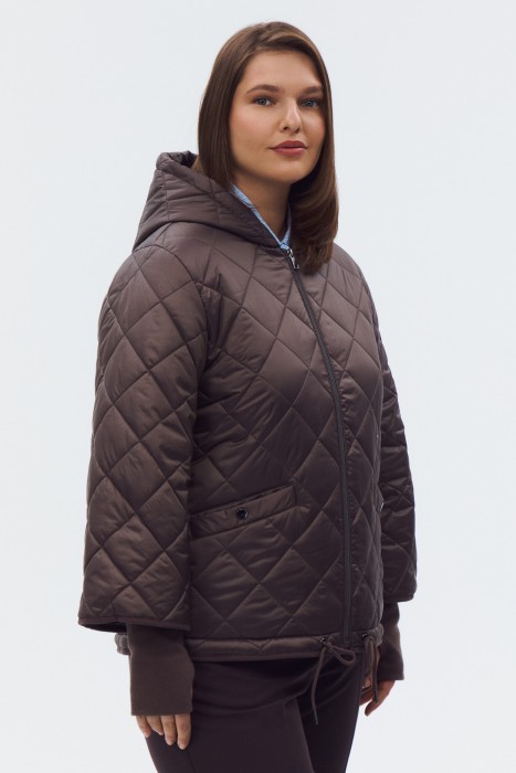 стеганая куртка с капюшоном от бренда снежная королева вид слева