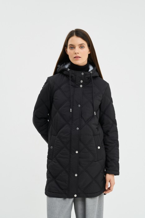 стеганая куртка с капюшоном от бренда снежная королева вид слева