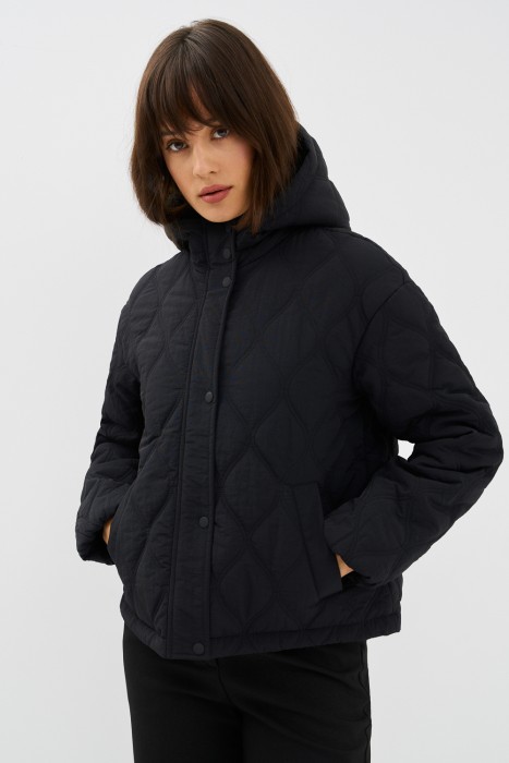 стеганая куртка с капюшоном от бренда снежная королева вид слева