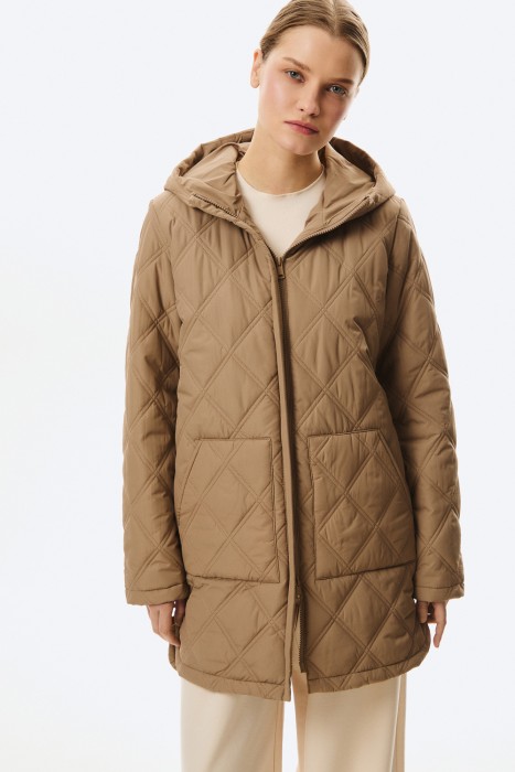 стеганая куртка с капюшоном от бренда снежная королева вид слева