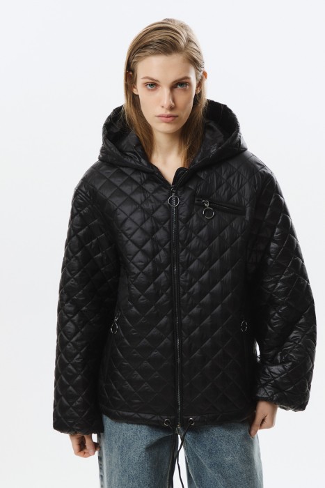 стеганая куртка с капюшоном от бренда снежная королева вид слева