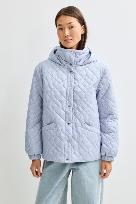 стеганая куртка с капюшоном от бренда снежная королева вид слева