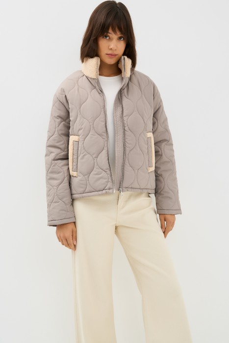 стеганая куртка с меховой отделкой 770849003 фотография