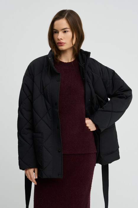 стеганая куртка с поясом 770999003 фотография