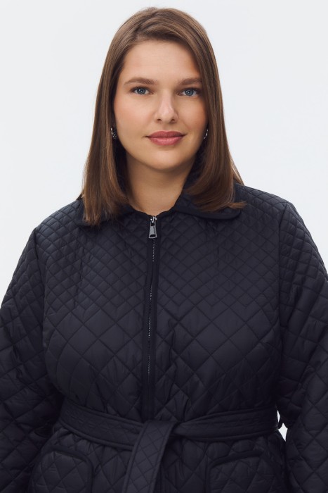 стеганая куртка с поясом от бренда снежная королева вид слева