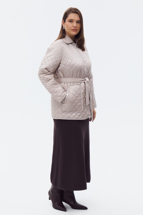 стеганая куртка с поясом 808120003 фотография