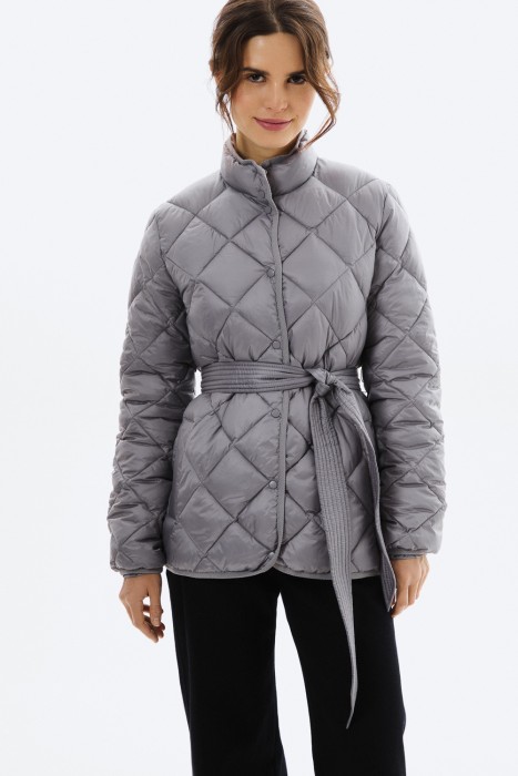 стеганая куртка с поясом 807959003 фотография