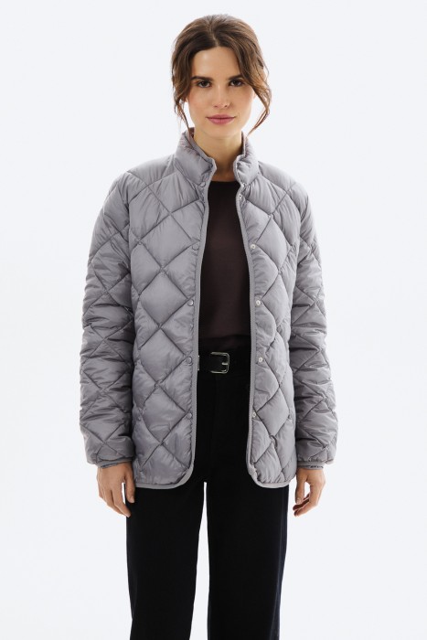 стеганая куртка с поясом от бренда снежная королева вид слева