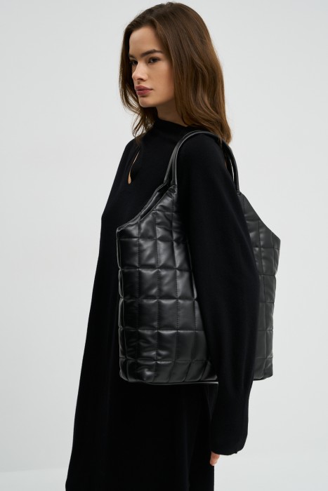 стеганая сумка шоппер из искусственной кожи от бренда снежная королева вид слева