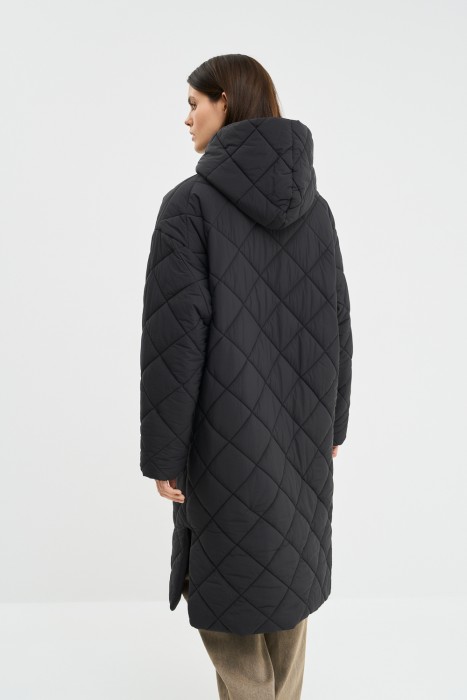 стеганое пальто с капюшоном по цене 4210 руб вид справа