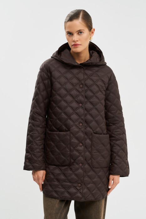 стеганое пальто с капюшоном по цене 4120 руб вид справа