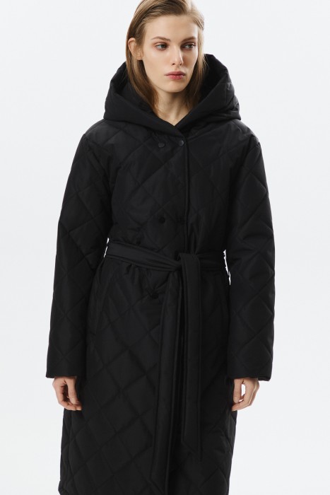 стеганое пальто с капюшоном от бренда снежная королева вид слева