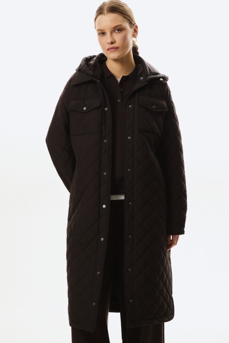 стеганое пальто с капюшоном 808112003 фотография
