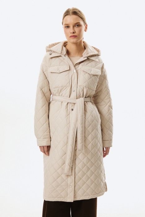 стеганое пальто с капюшоном от бренда снежная королева вид слева