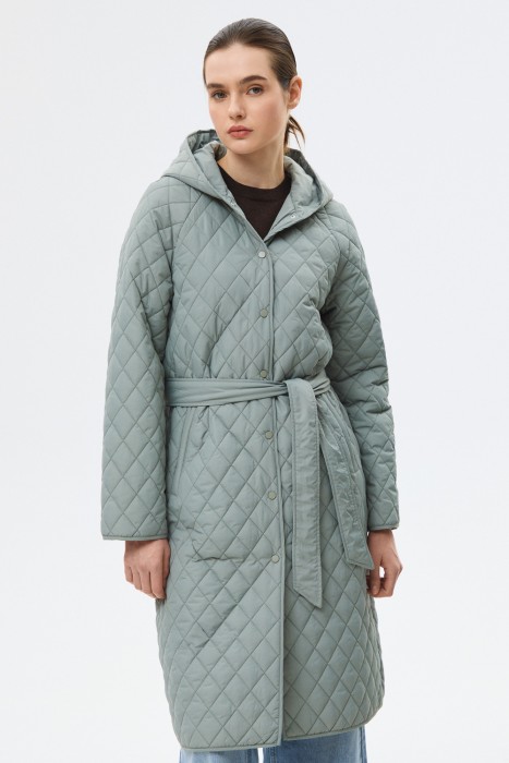 стеганое пальто с капюшоном от бренда снежная королева вид слева