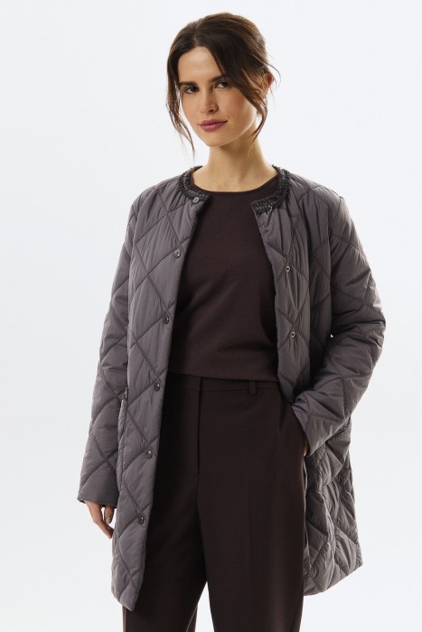 стеганое пальто с отделкой 807426003 фотография