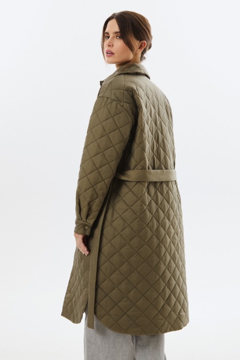 стеганое пальто с поясом по цене 3730 руб вид справа