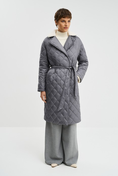 стеганое пальто с поясом 775286003 фотография