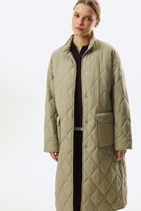 стеганое пальто с поясом 807419003 фотография