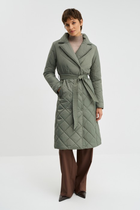 стеганое пальто с поясом 770885003 фотография