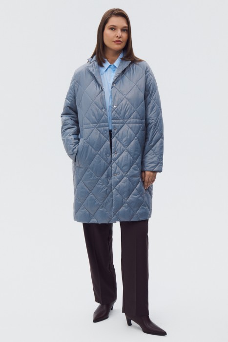 стеганое пальто от бренда снежная королева вид слева