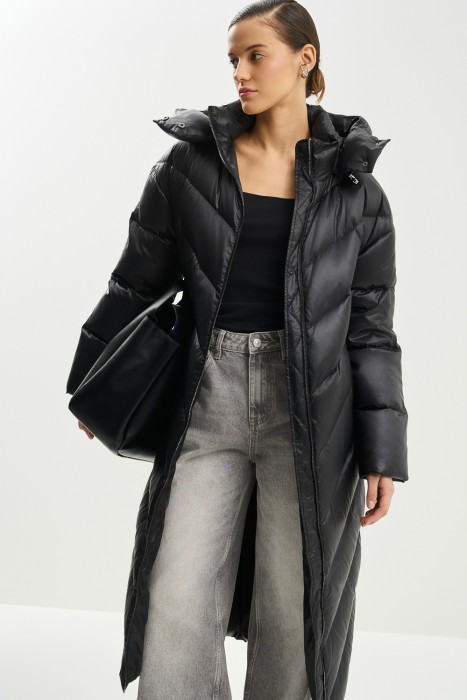 стеганый пуховик с капюшоном 781270003 фотография