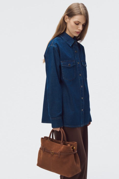 сумка из натуральной замши от бренда снежная королева вид слева