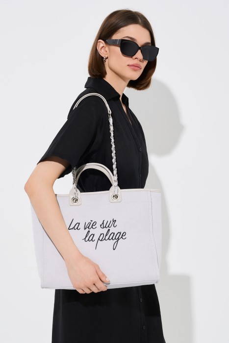 сумка из текстиля от бренда снежная королева вид слева