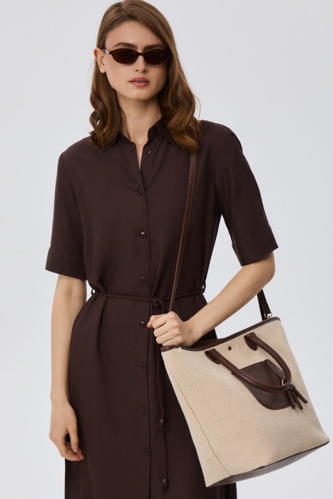 сумка из текстиля от бренда снежная королева вид слева