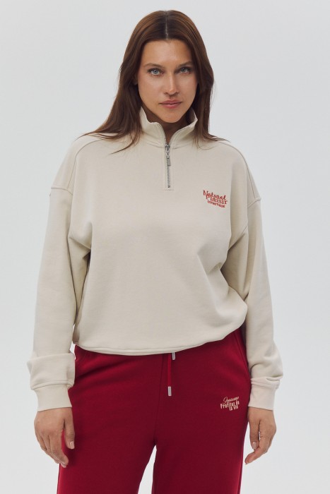 толстовка с вышивкой от бренда снежная королева вид слева