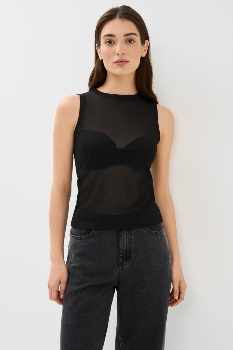 топ со стразами от бренда снежная королева вид слева