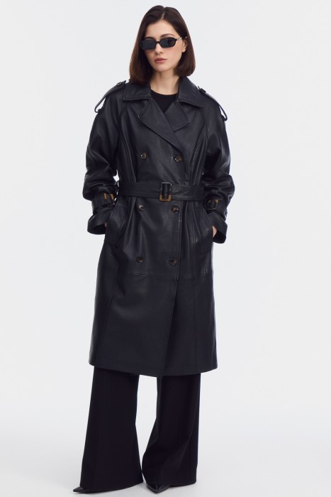 тренч из натуральной кожи 801098003 фотография