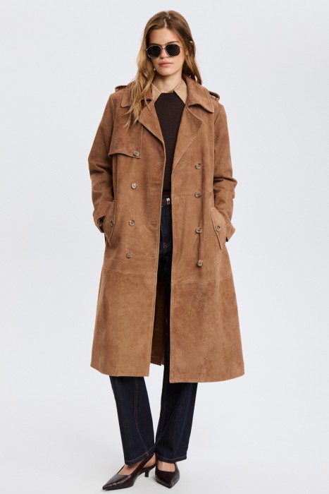 тренч из натуральной замши 818908003 фотография