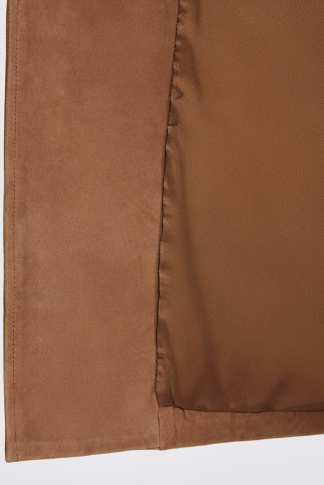 тренч из натуральной замши из россии вид сбоку