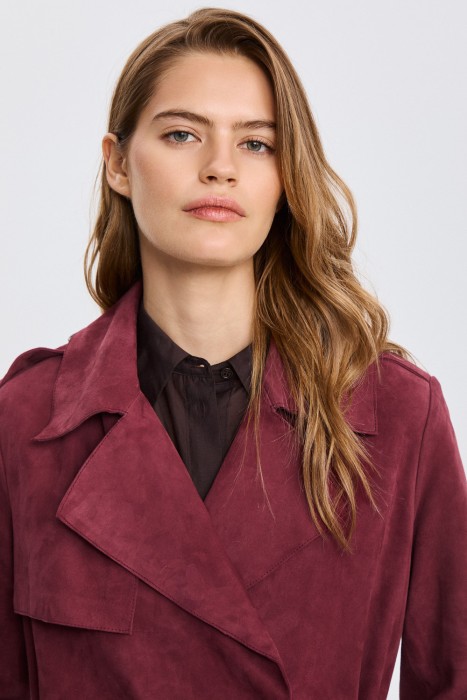 тренч из натуральной замши из россии вид сбоку