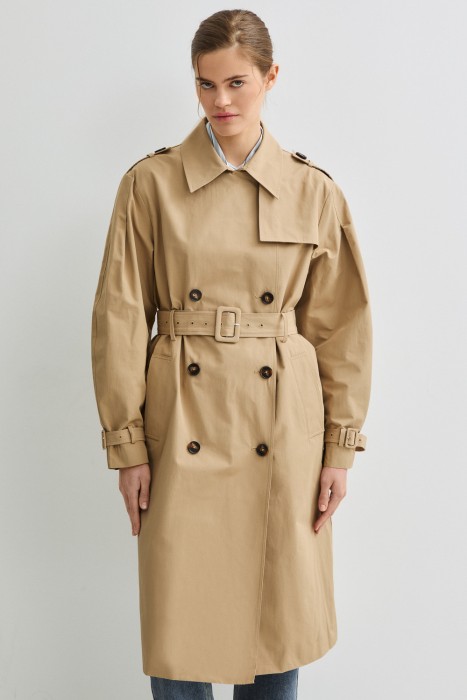 тренч с поясом от бренда снежная королева вид слева