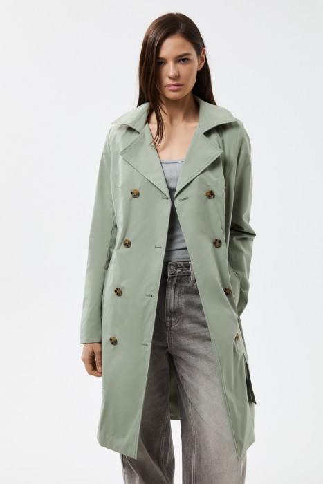 тренч с поясом от бренда снежная королева вид слева