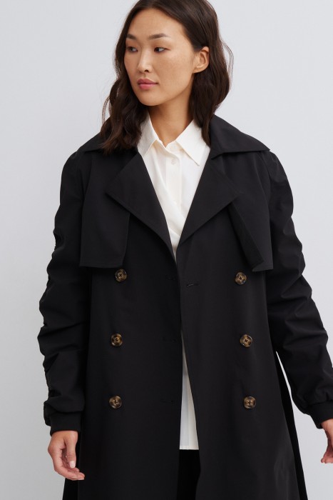 тренч с поясом от бренда снежная королева вид слева