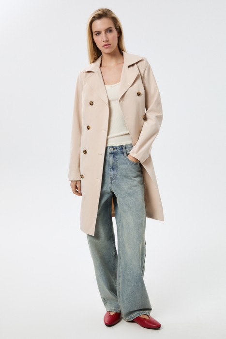 тренч с поясом от бренда снежная королева вид слева