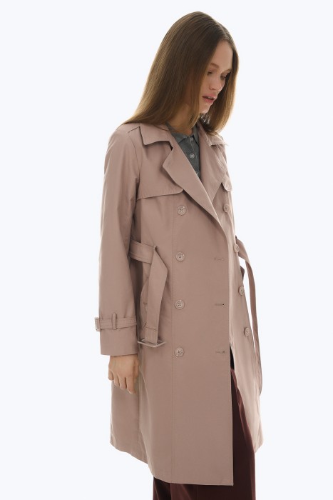 тренчкот с ремнем от бренда снежная королева вид слева