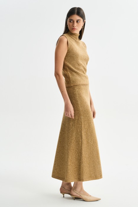 трикотажная юбка с пайетками по цене 2110 руб вид справа