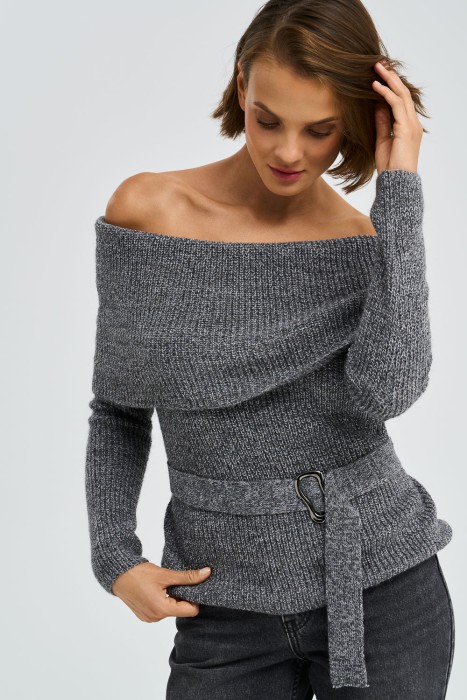 трикотажный джемпер с отворотом 786395003 фотография